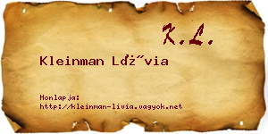Kleinman Lívia névjegykártya
